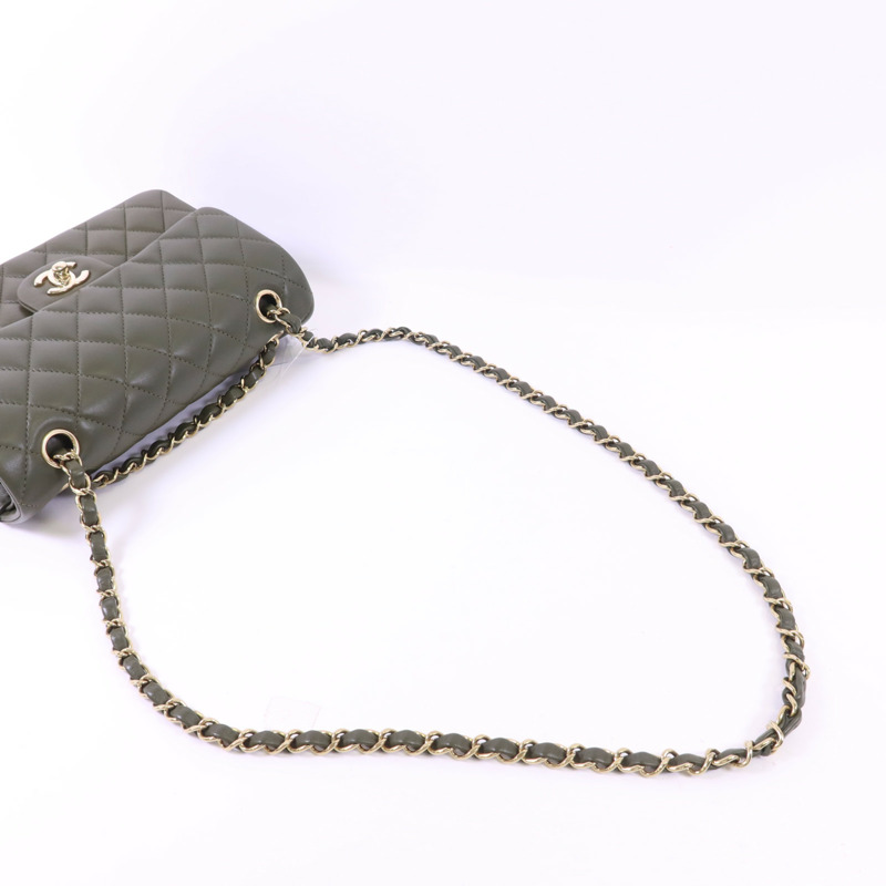 CHANEL 羊皮皮革Classic 23金扣鏈帶肩背袋-7