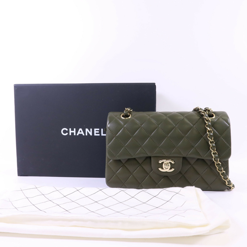 CHANEL 羊皮皮革Classic 23金扣鏈帶肩背袋-9