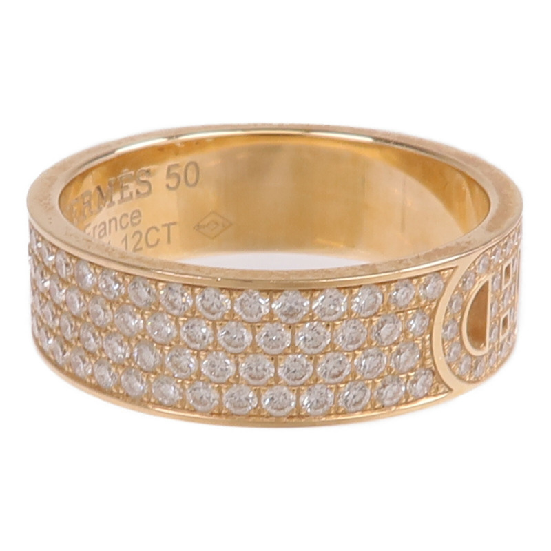 HERMES 18K玫瑰金H d'ancre Ring鑽石戒指Hermes#50/US#5.25-3