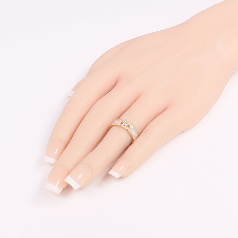 HERMES 18K玫瑰金H d'ancre Ring鑽石戒指Hermes#50/US#5.25-6