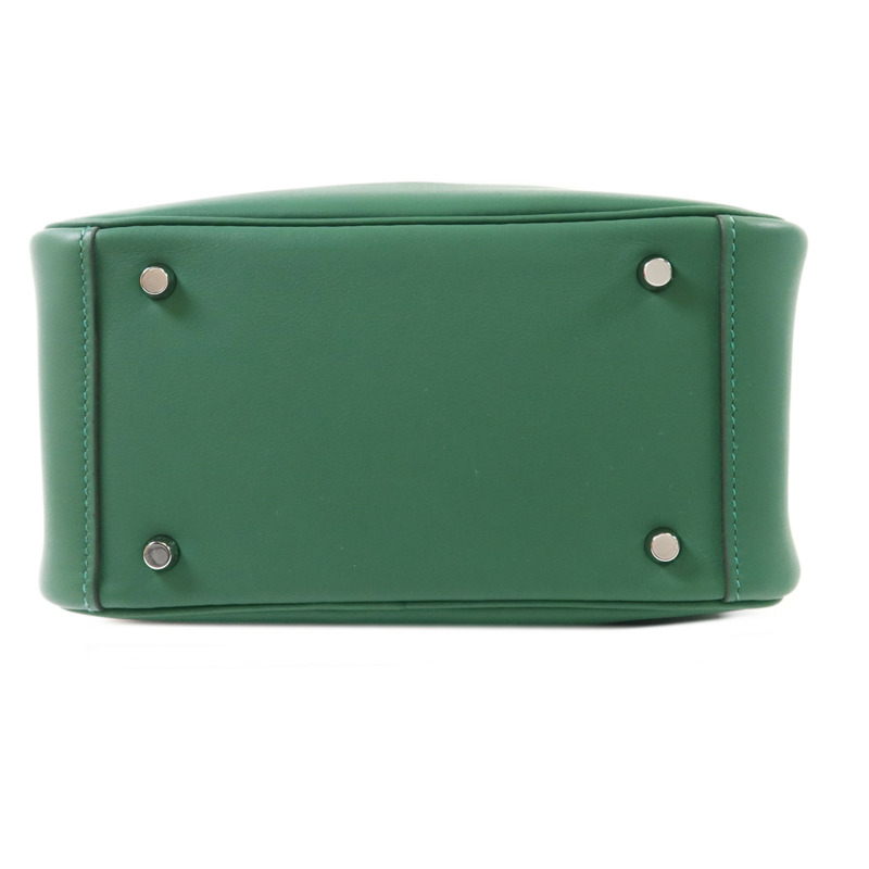 HERMES Swift皮革Mini Lindy銀扣手挽肩背兩用袋Vert Moyen-3