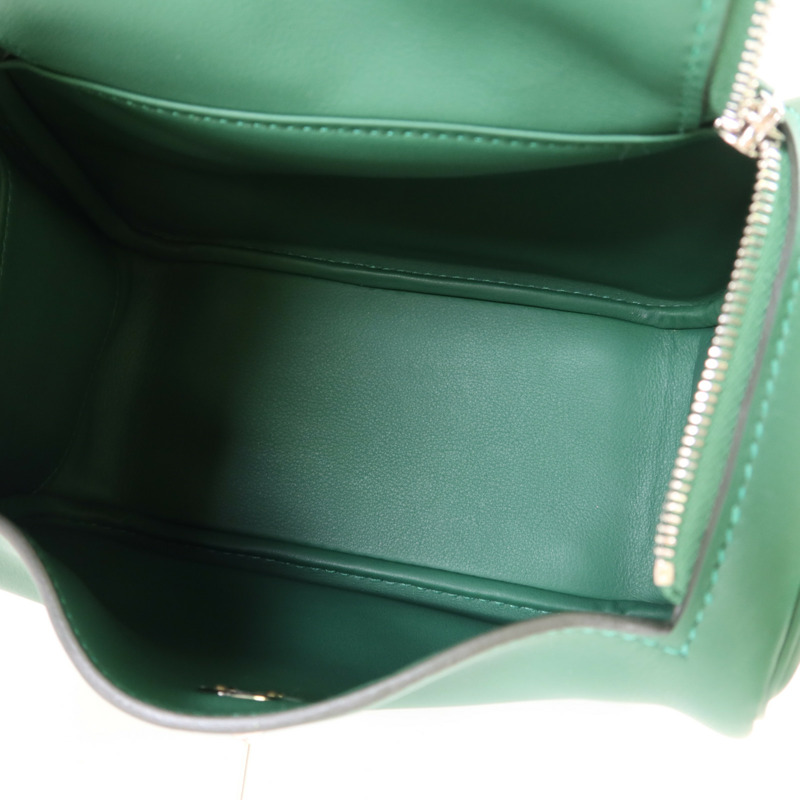 HERMES Swift皮革Mini Lindy銀扣手挽肩背兩用袋Vert Moyen-4