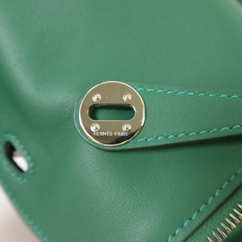 HERMES Swift皮革Mini Lindy銀扣手挽肩背兩用袋Vert Moyen-8