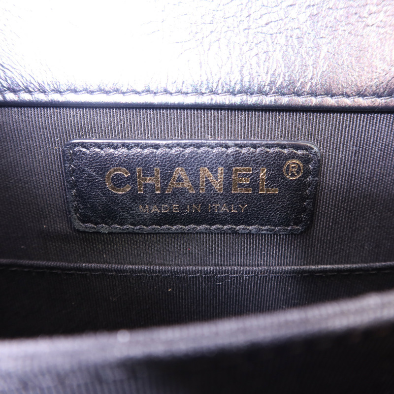 CHANEL 牛皮皮革Boy Chanel North South金扣鏈帶肩背袋-5