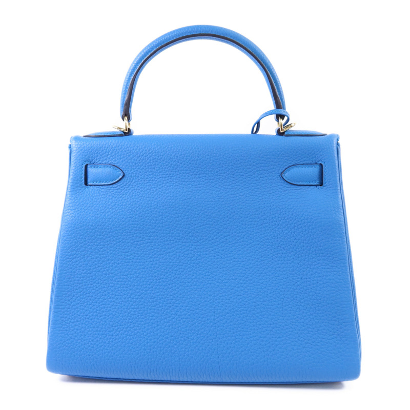 HERMES Epsom皮革Kelly 28金扣手挽肩背兩用袋Bleu Zanzibar-1