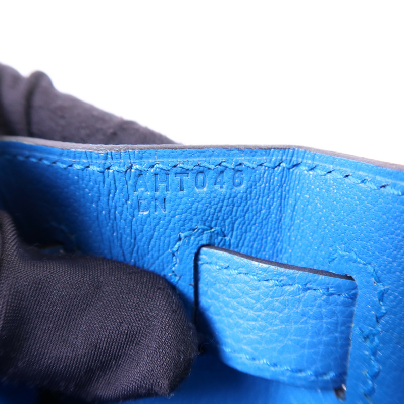 HERMES Epsom皮革Kelly 28金扣手挽肩背兩用袋Bleu Zanzibar-7
