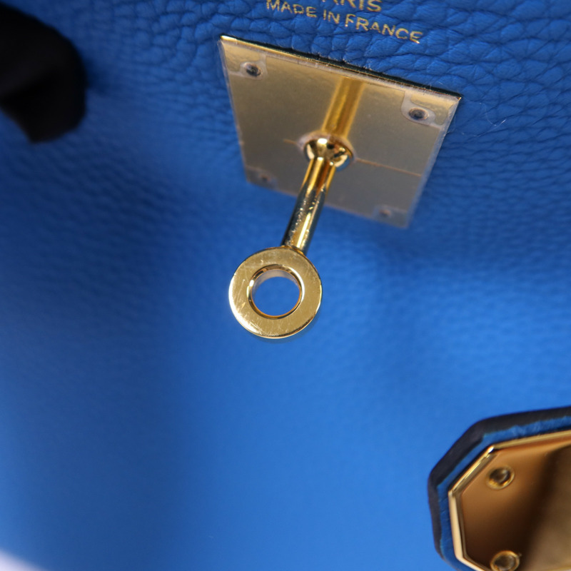 HERMES Epsom皮革Kelly 28金扣手挽肩背兩用袋Bleu Zanzibar-10