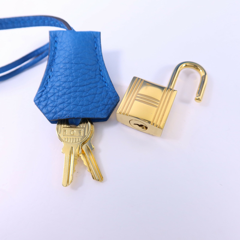HERMES Epsom皮革Kelly 28金扣手挽肩背兩用袋Bleu Zanzibar-11