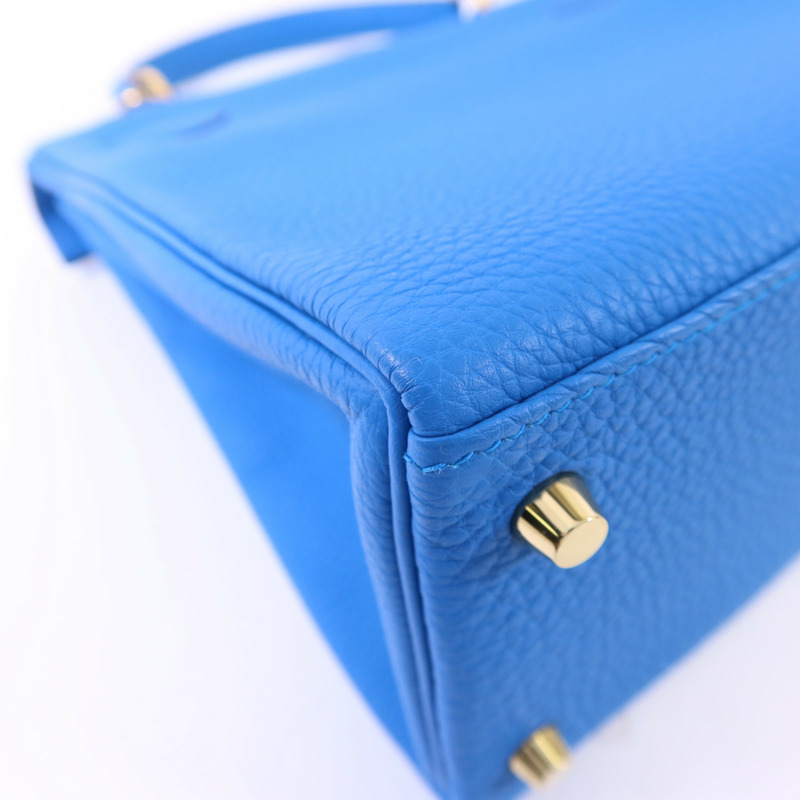 HERMES Epsom皮革Kelly 28金扣手挽肩背兩用袋Bleu Zanzibar-16