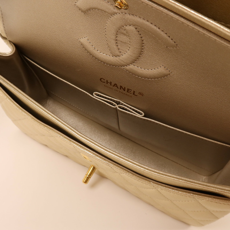 CHANEL 牛皮皮革Classic 25金扣鏈帶肩背袋-5