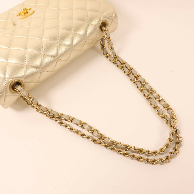 CHANEL 牛皮皮革Classic 25金扣鏈帶肩背袋-8