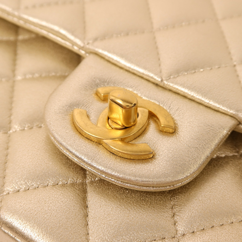 CHANEL 牛皮皮革Classic 25金扣鏈帶肩背袋-17