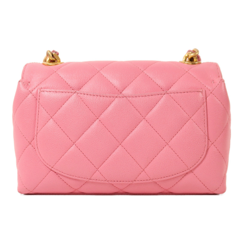 CHANEL 牛皮皮革Chain Shoulder金扣鏈帶肩背袋-1