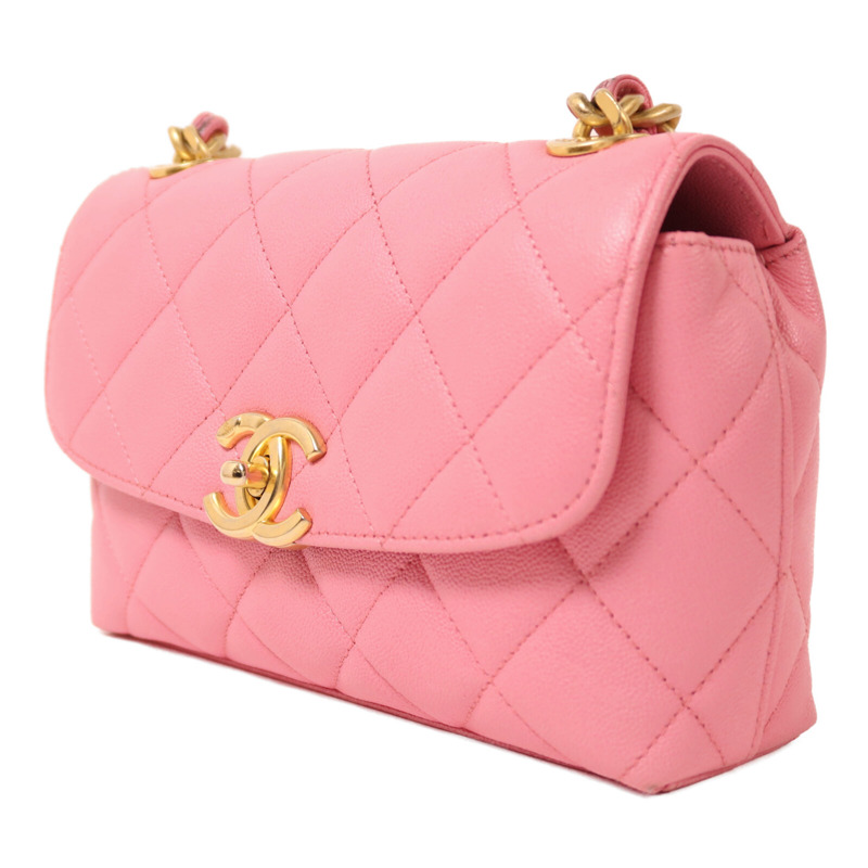 CHANEL 牛皮皮革Chain Shoulder金扣鏈帶肩背袋-2