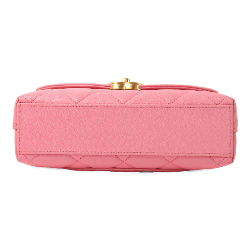 CHANEL 牛皮皮革Chain Shoulder金扣鏈帶肩背袋-3