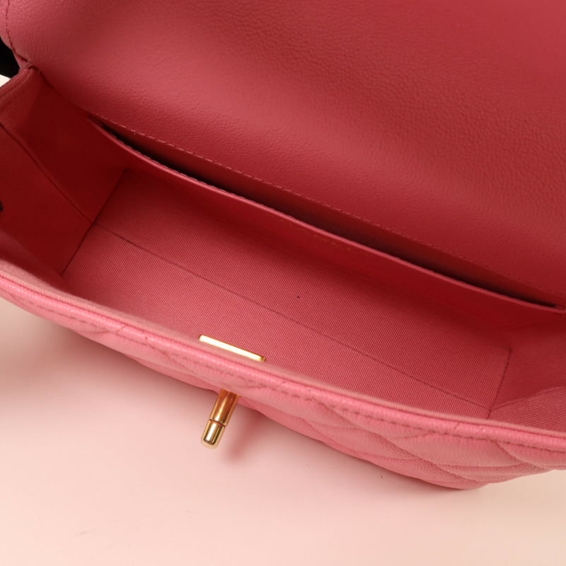 CHANEL 牛皮皮革Chain Shoulder金扣鏈帶肩背袋-4