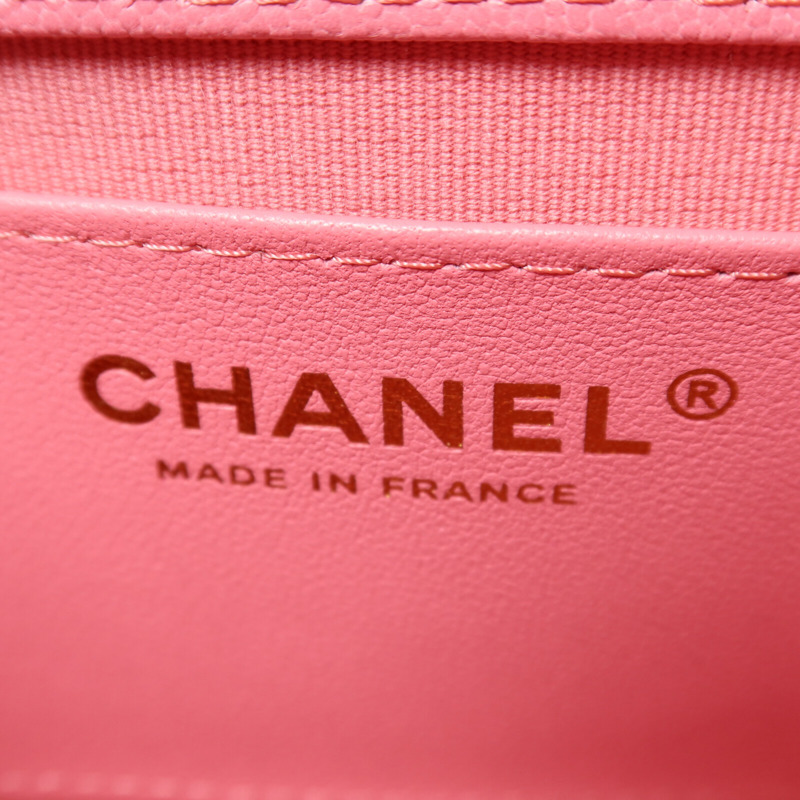 CHANEL 牛皮皮革Chain Shoulder金扣鏈帶肩背袋-5