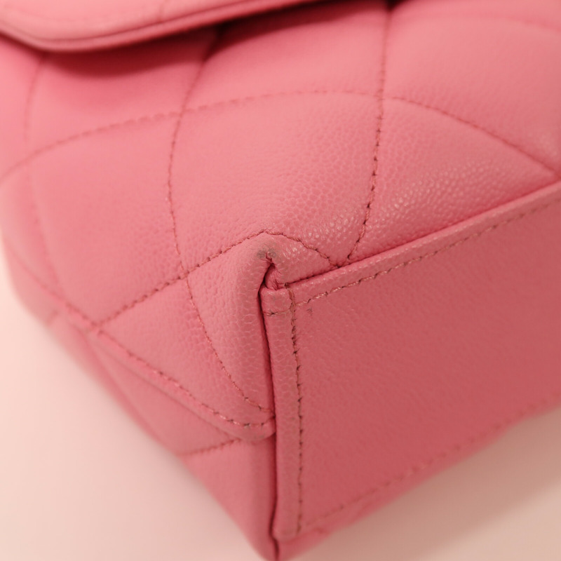 CHANEL 牛皮皮革Chain Shoulder金扣鏈帶肩背袋-9