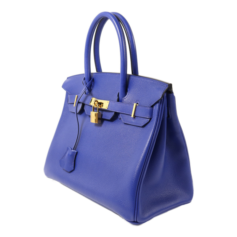 HERMES Novillo皮革Birkin 30金扣手挽袋Bleu Electrique-2