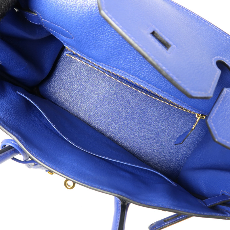 HERMES Novillo皮革Birkin 30金扣手挽袋Bleu Electrique-4