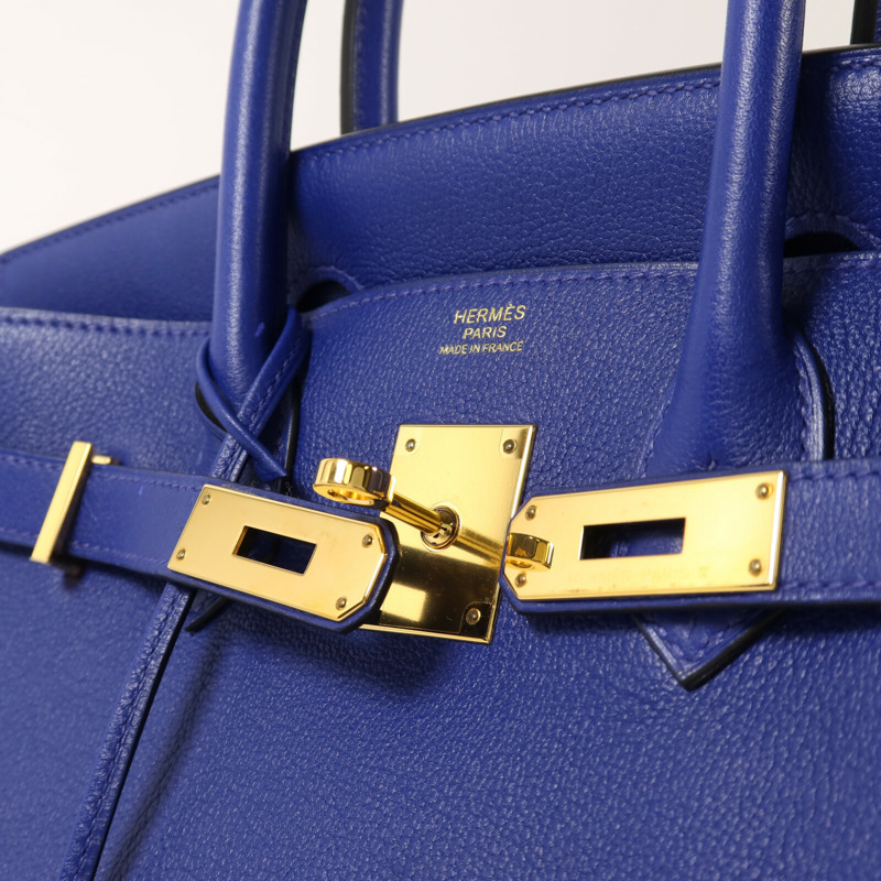 HERMES Novillo皮革Birkin 30金扣手挽袋Bleu Electrique-7