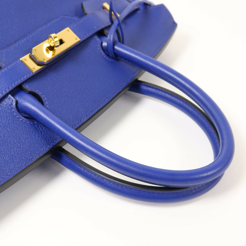 HERMES Novillo皮革Birkin 30金扣手挽袋Bleu Electrique-8
