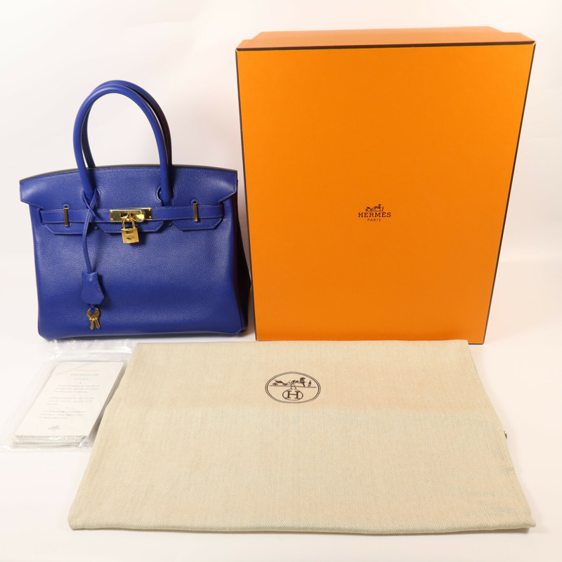 HERMES Novillo皮革Birkin 30金扣手挽袋Bleu Electrique-9