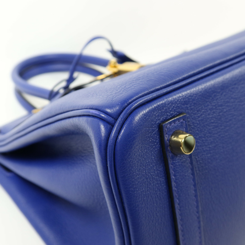 HERMES Novillo皮革Birkin 30金扣手挽袋Bleu Electrique-10