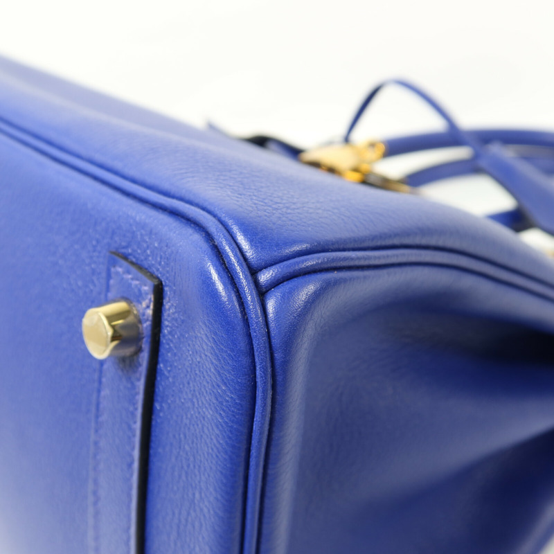 HERMES Novillo皮革Birkin 30金扣手挽袋Bleu Electrique-11