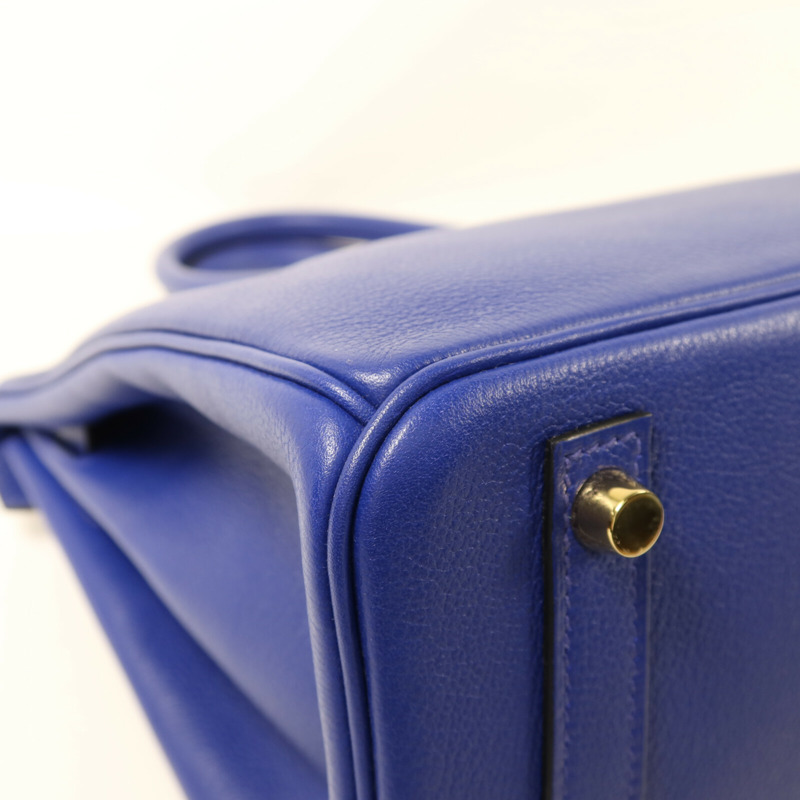 HERMES Novillo皮革Birkin 30金扣手挽袋Bleu Electrique-12