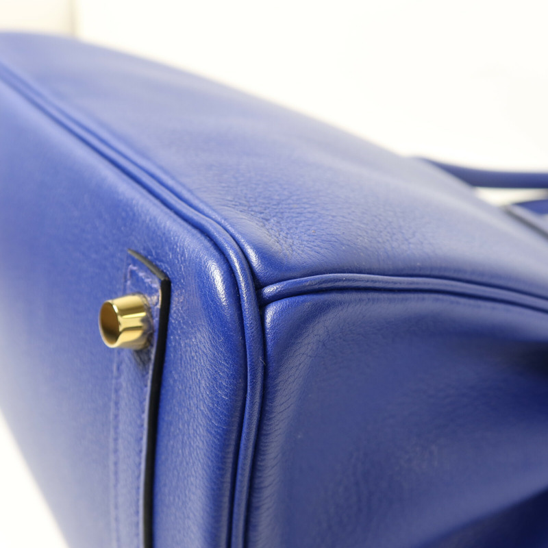 HERMES Novillo皮革Birkin 30金扣手挽袋Bleu Electrique-13