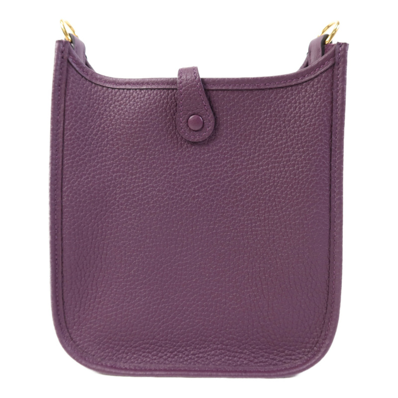 HERMES Clemence皮革Evelyne TPM金扣肩背袋Cassis/Rouge Grenat-1