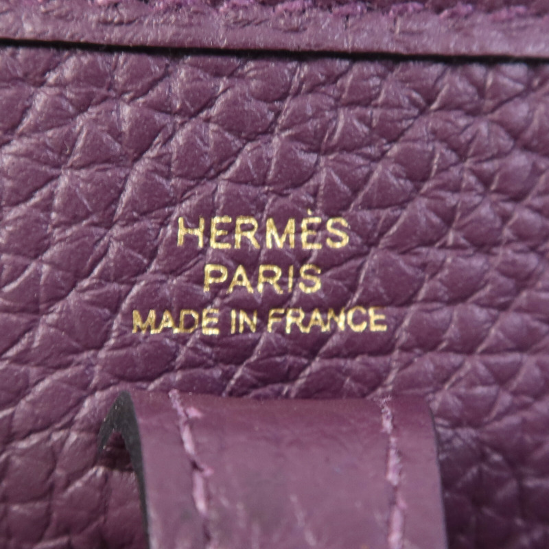 HERMES Clemence皮革Evelyne TPM金扣肩背袋Cassis/Rouge Grenat-5