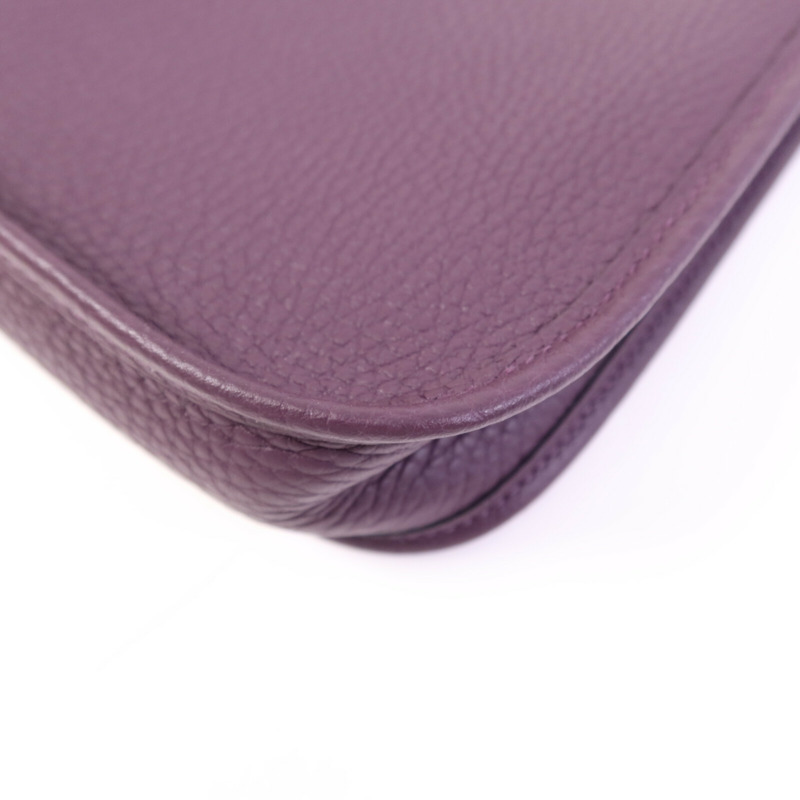 HERMES Clemence皮革Evelyne TPM金扣肩背袋Cassis/Rouge Grenat-12