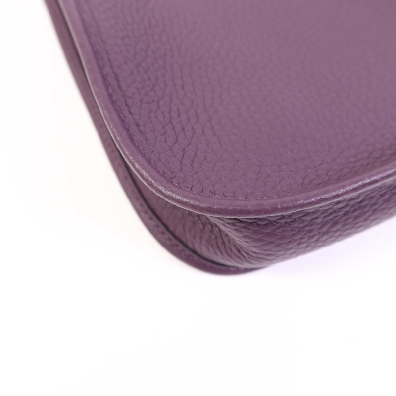 HERMES Clemence皮革Evelyne TPM金扣肩背袋Cassis/Rouge Grenat-13