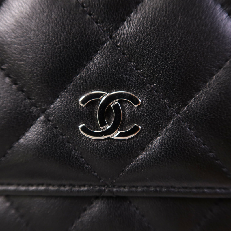 CHANEL 羊皮皮革WOC Wallet On Chain銀扣鏈帶肩背袋-6