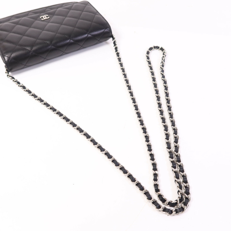 CHANEL 羊皮皮革WOC Wallet On Chain銀扣鏈帶肩背袋-8
