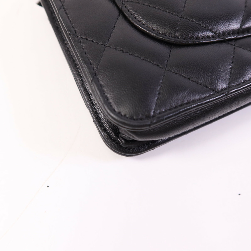 CHANEL 羊皮皮革WOC Wallet On Chain銀扣鏈帶肩背袋-13