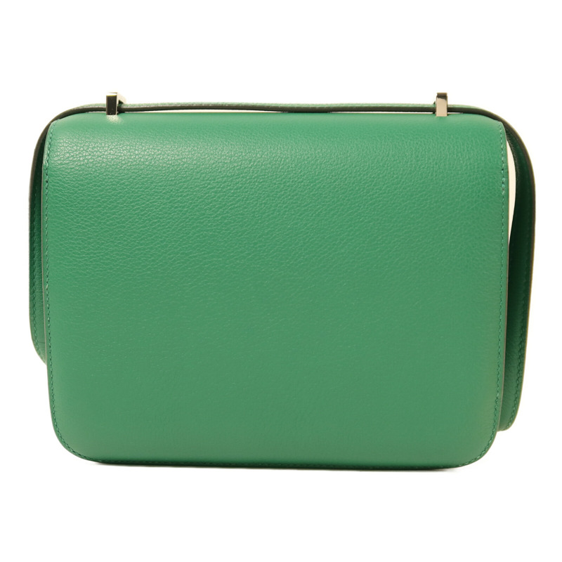 HERMES Evercolor皮革Constance Mini銀扣肩背袋Vert Vertigo-1