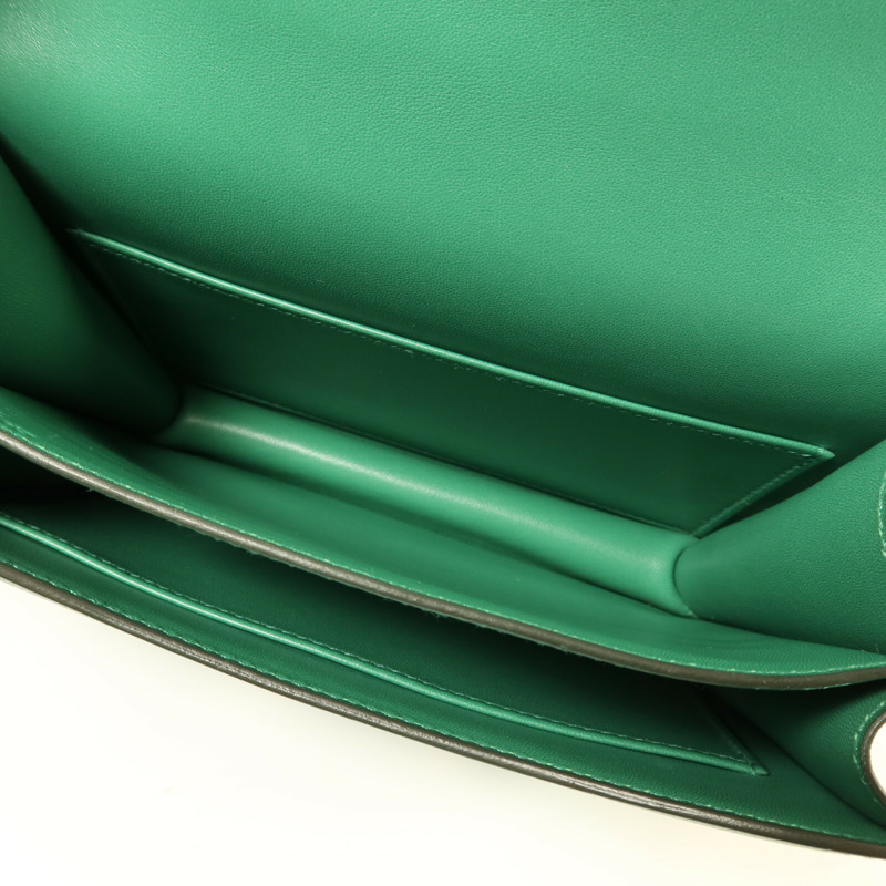 HERMES Evercolor皮革Constance Mini銀扣肩背袋Vert Vertigo-4