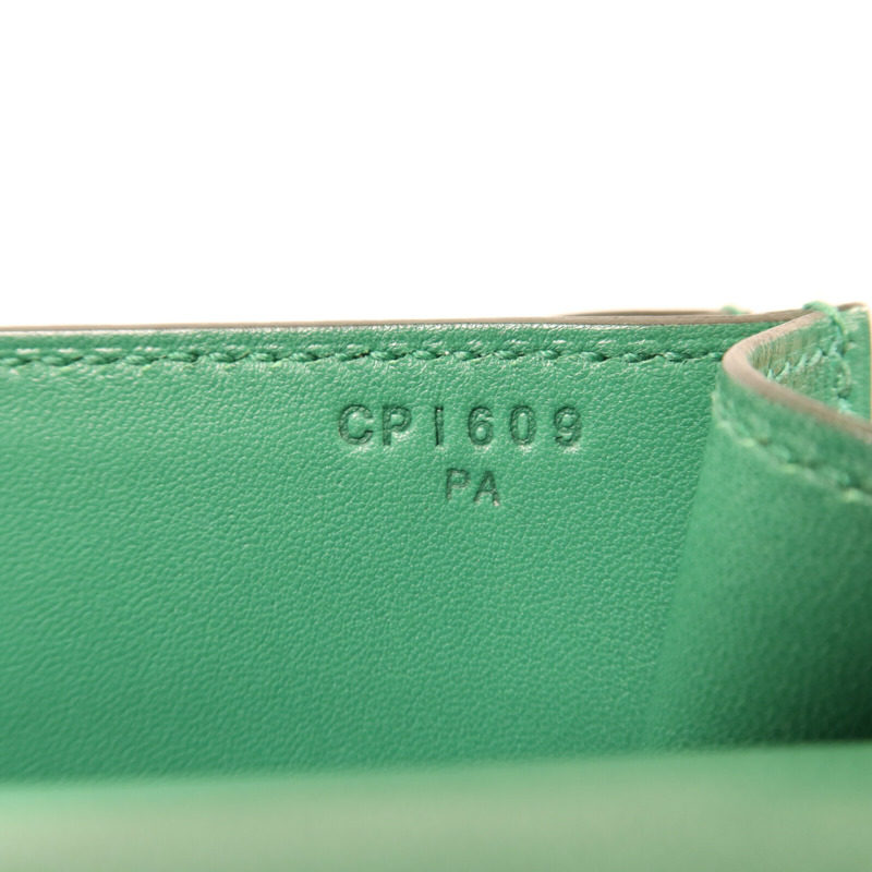 HERMES Evercolor皮革Constance Mini銀扣肩背袋Vert Vertigo-6