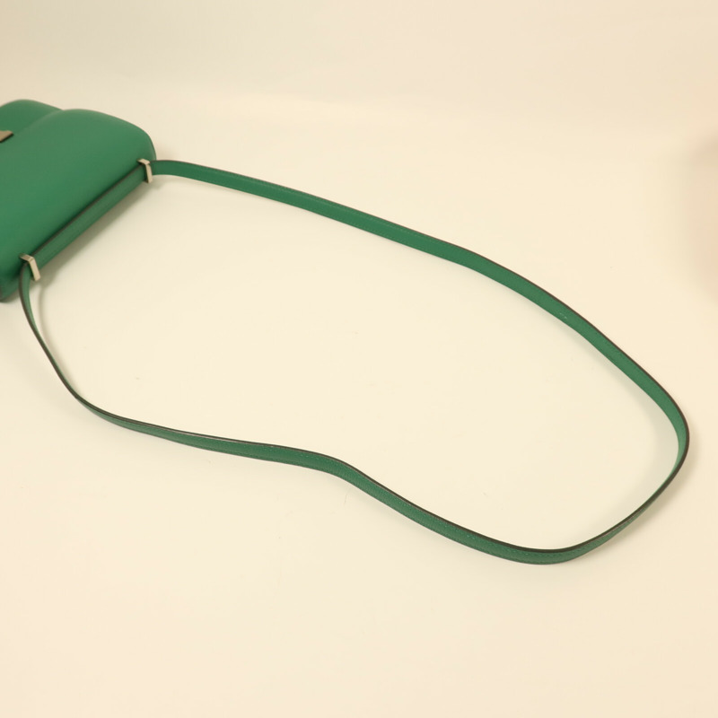 HERMES Evercolor皮革Constance Mini銀扣肩背袋Vert Vertigo-8