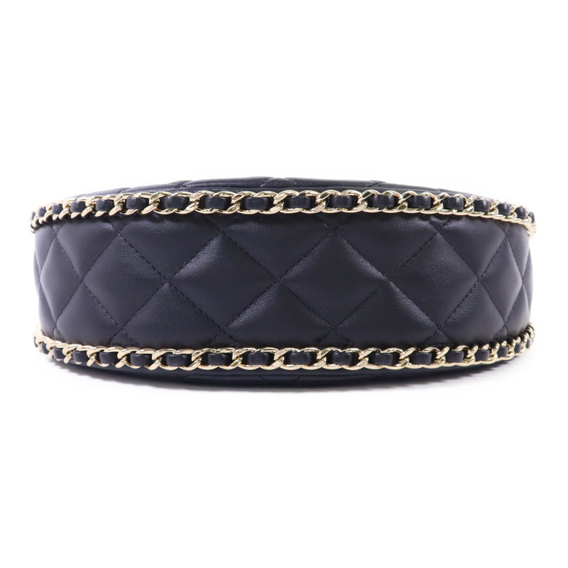 CHANEL 羊皮皮革Matelasse Hobo金扣鏈帶肩背袋-3