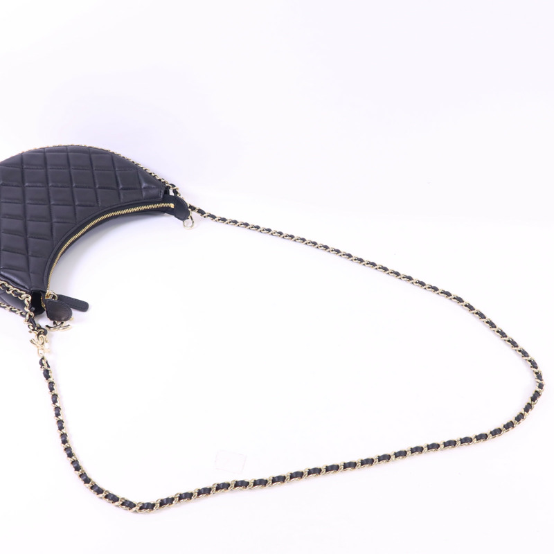CHANEL 羊皮皮革Matelasse Hobo金扣鏈帶肩背袋-4