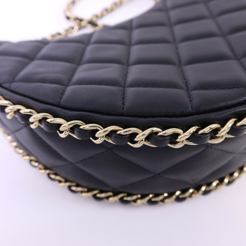 CHANEL 羊皮皮革Matelasse Hobo金扣鏈帶肩背袋-12