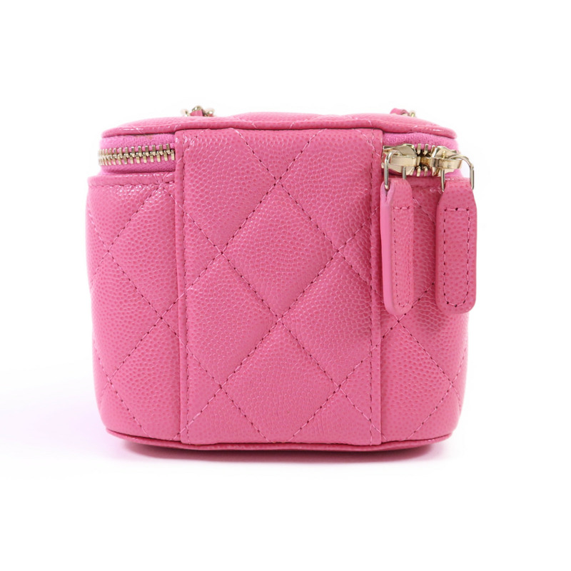 CHANEL 牛皮皮革Vanity Case Mini金扣鏈帶肩背袋-1