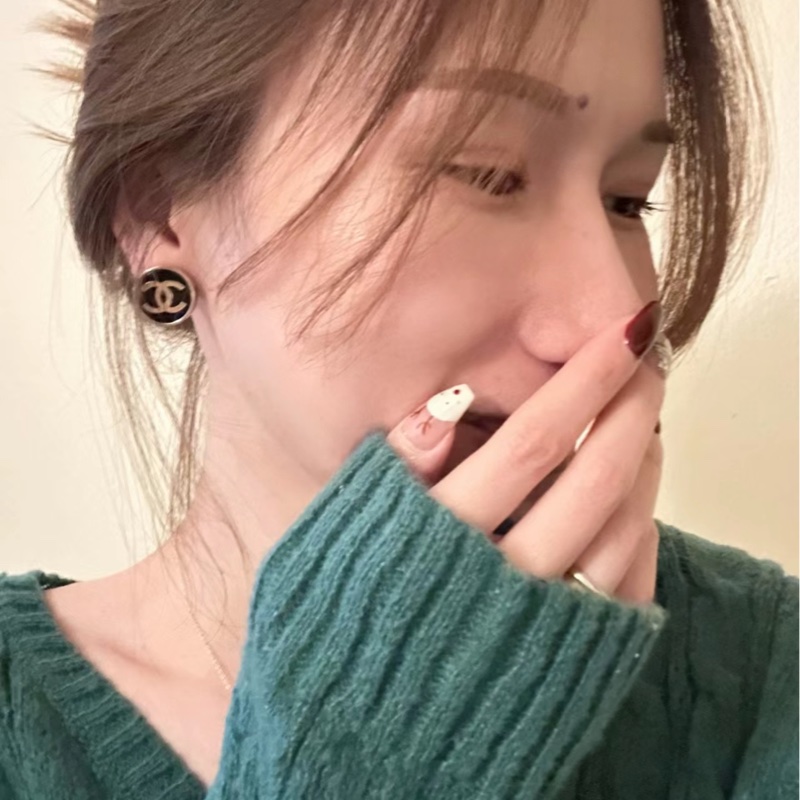 Chanel 圓框雙C Vintage耳環 夾式 黑銀-7