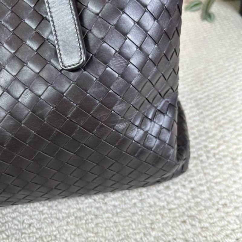 BV葆蝶家羅馬深棕色編織手提單肩包 經典款 容量大 通勤出門都很實用-12