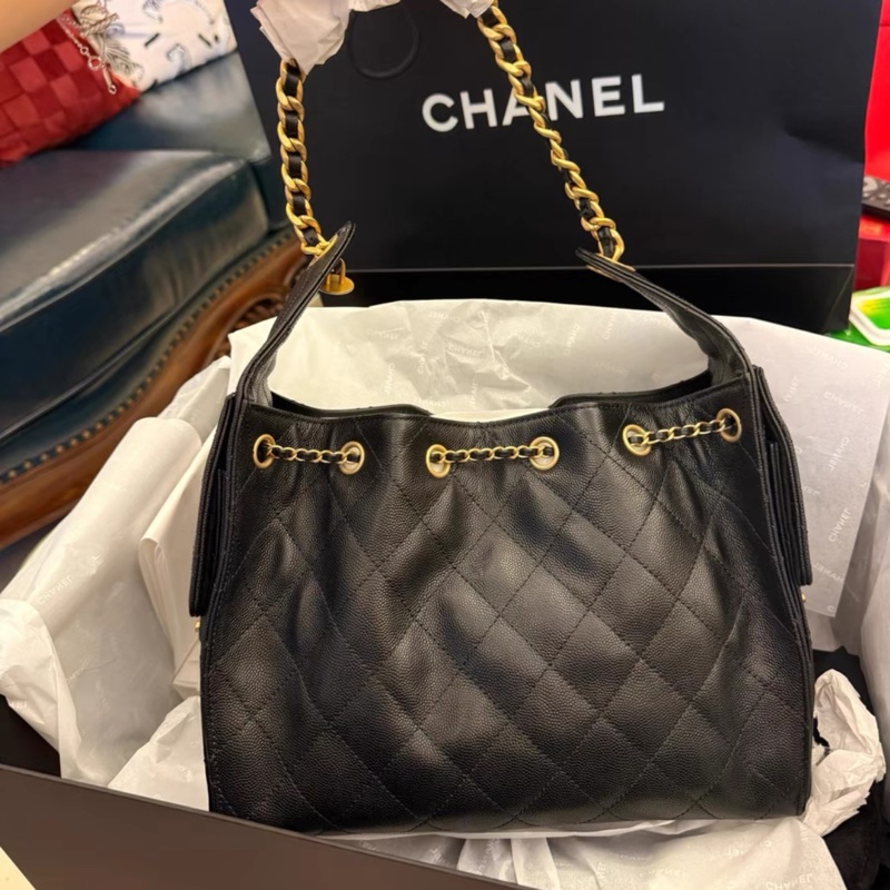 Chanel 25Bag small 荔枝牛皮黑金小號 全新 爆款-4