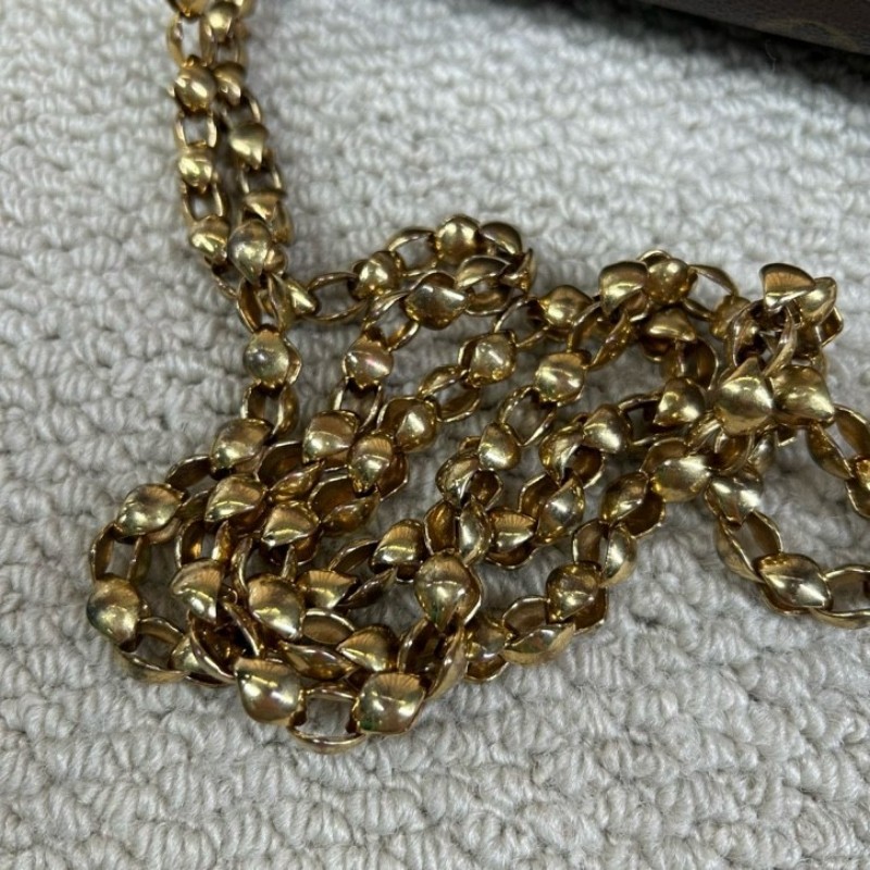 LV路易威登維多利亞鏈條包 老花拼紅色牛皮 金色滾珠鏈條 經典款 可單肩斜挎 容量實用 日常百搭-16